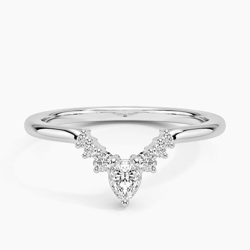 Petite Pear and Round Shaped Moissanite Wedding Band