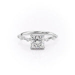 Petite Princess Cut Moissanite Engagement Ring with Hidden Halo