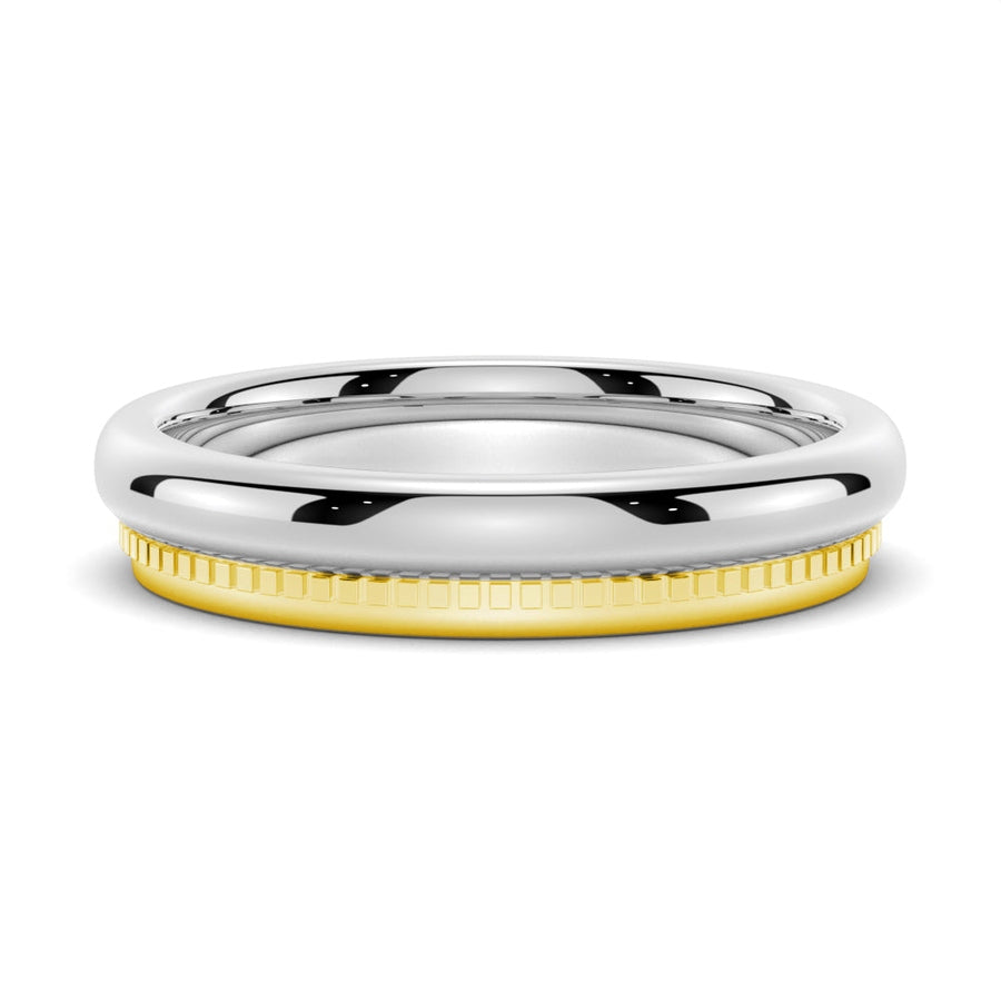 Polished Finish Two-Tone Milgrain Men's Wedding Band - 4.4mm