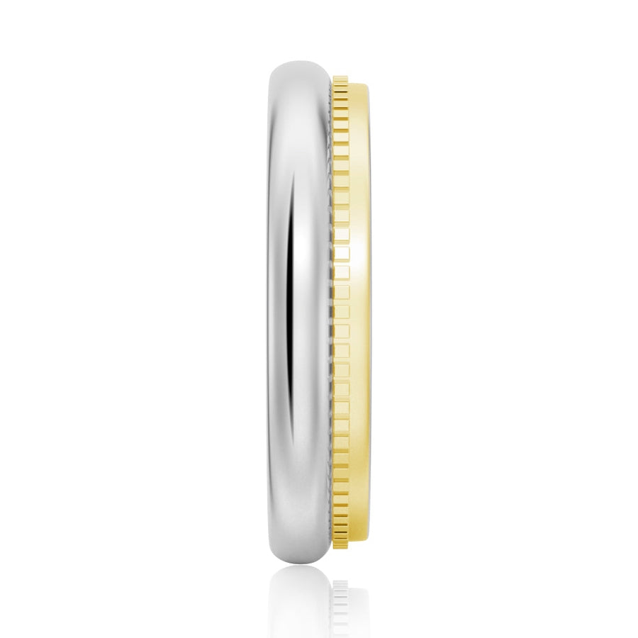 Polished Finish Two-Tone Milgrain Men's Wedding Band - 4.4mm