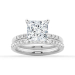 Princess Cut Hidden Halo Moissanite Bridal Set