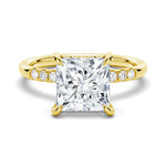 Princess Cut Moissanite Engagement Ring With Hidden Halo