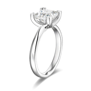 Princess Cut Moissanite Engagement Ring With Hidden Sapphires