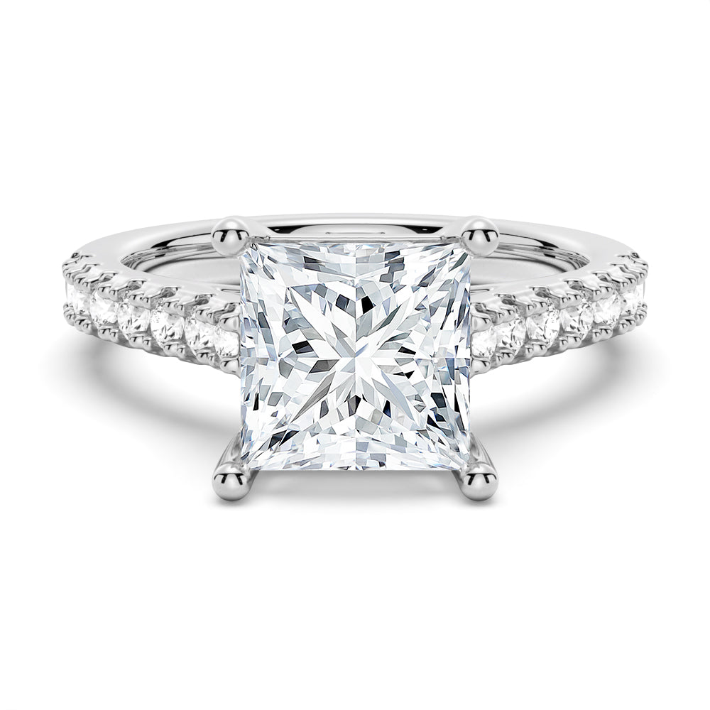 Princess Cut Pavé Moissanite Engagement Ring