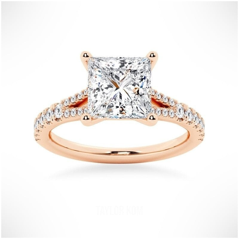 Princess Cut Split-Shank Moissanite Ring