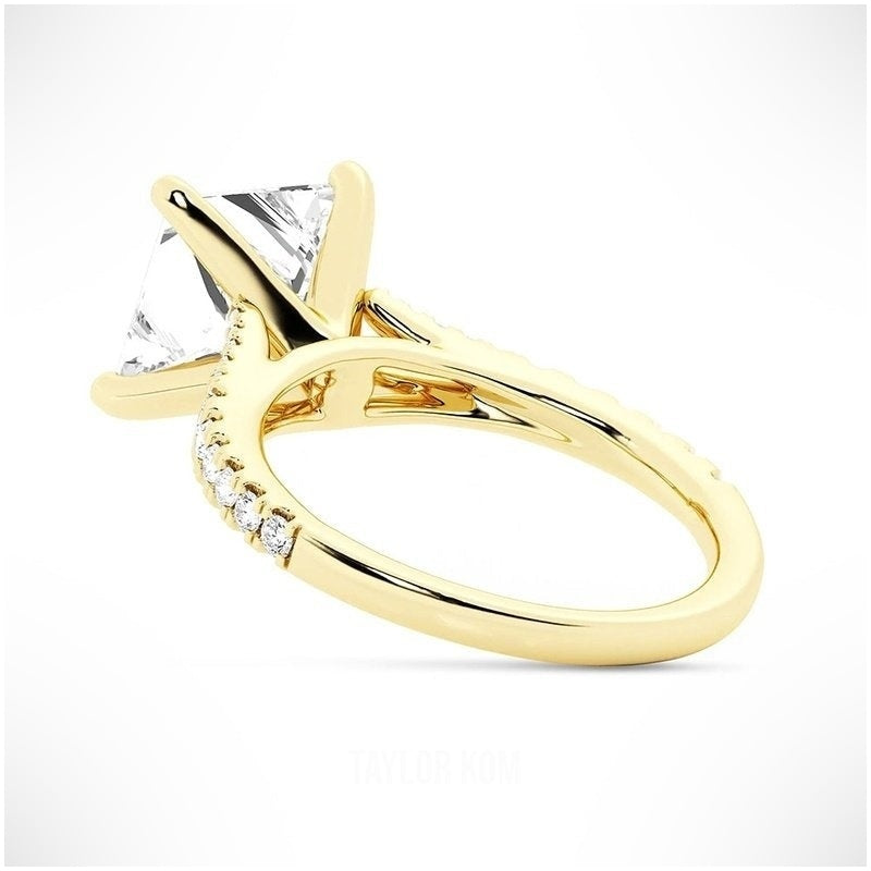 Princess Cut Split-Shank Moissanite Ring