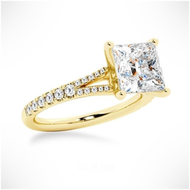 Princess Cut Split-Shank Moissanite Ring