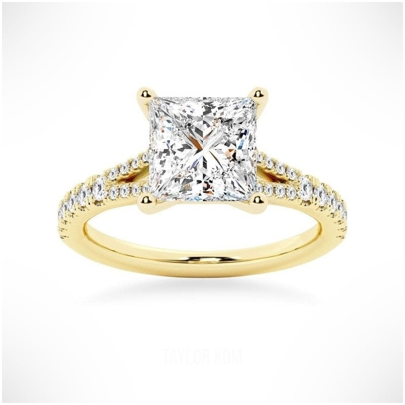 Princess Cut Split-Shank Moissanite Ring