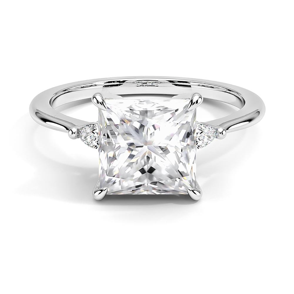 Princess Cut Three Stone Lab Grown Diamond Engagement Ring