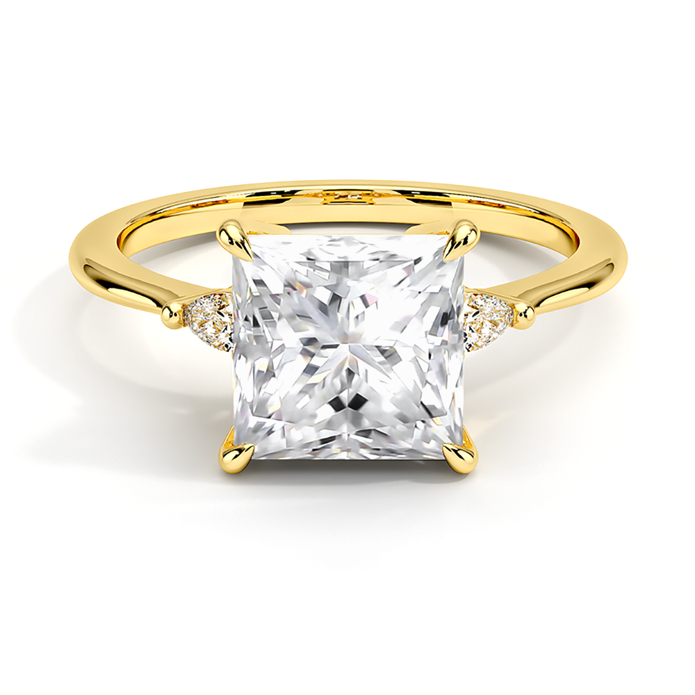 Princess Cut Three Stone Lab Grown Diamond Engagement Ring