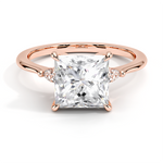 Princess Cut Three Stone Lab Grown Diamond Engagement Ring
