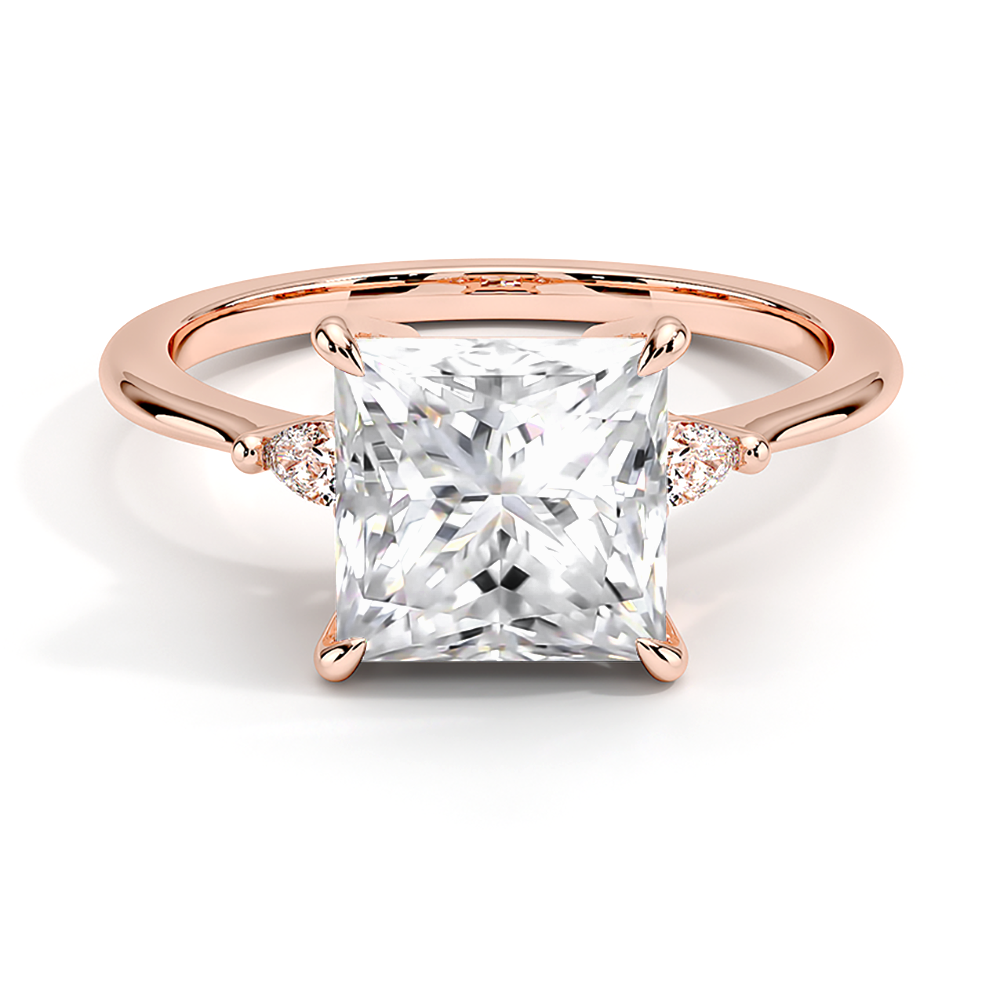 Princess Cut Three Stone Lab Grown Diamond Engagement Ring