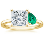 Princess and Pear Shaped Emerald Engagement Ring