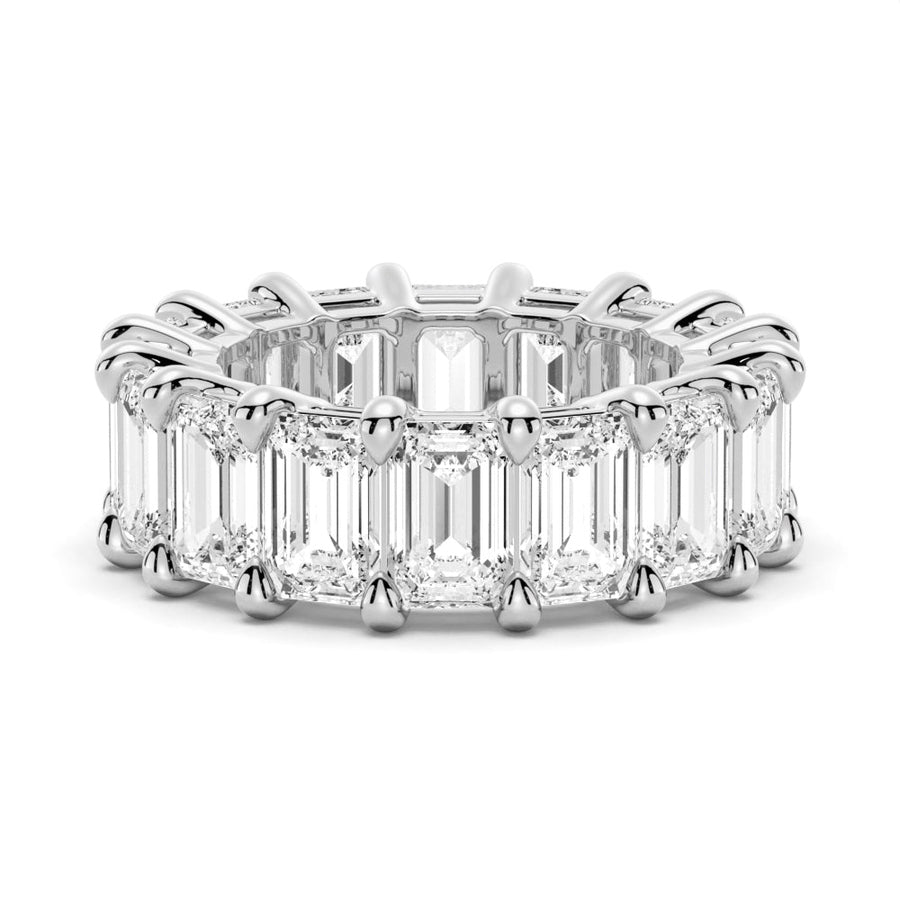 Prong-Set Emerald-Cut Moissanite Eternity Wedding Band - 8.9 CT.