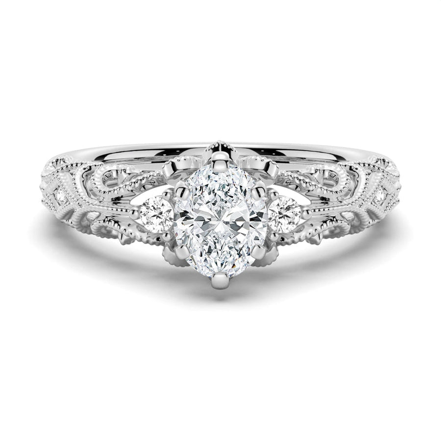 Romantic Vintage Oval Moissanite Engagement Ring