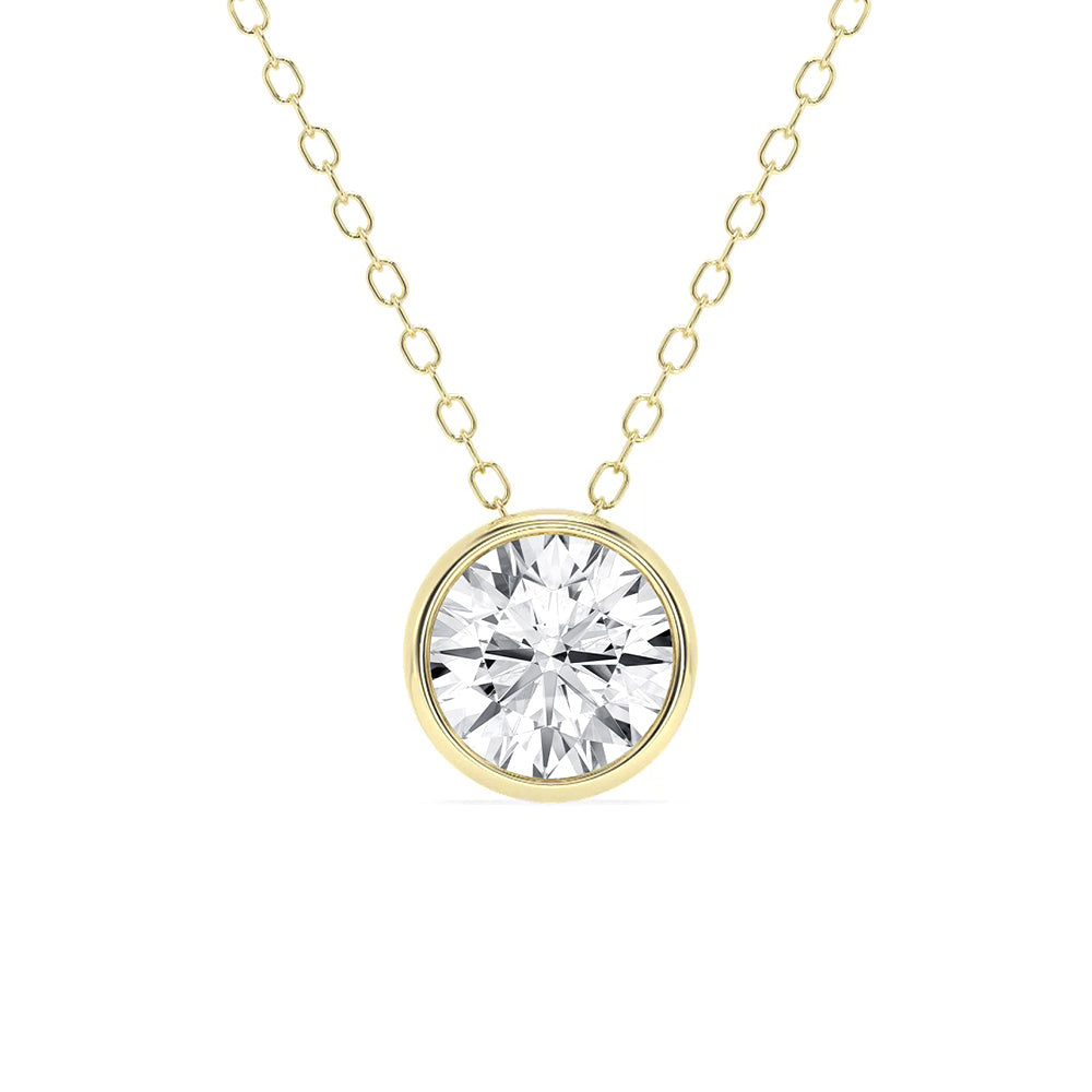 Round Cut Bezel-Set Moissanite Necklace