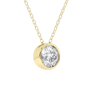 Round Cut Bezel-Set Moissanite Necklace