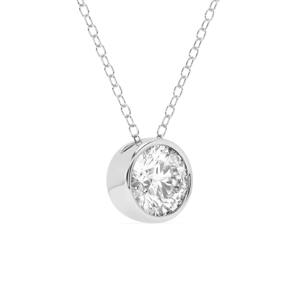 Round Cut Bezel-Set Moissanite Necklace