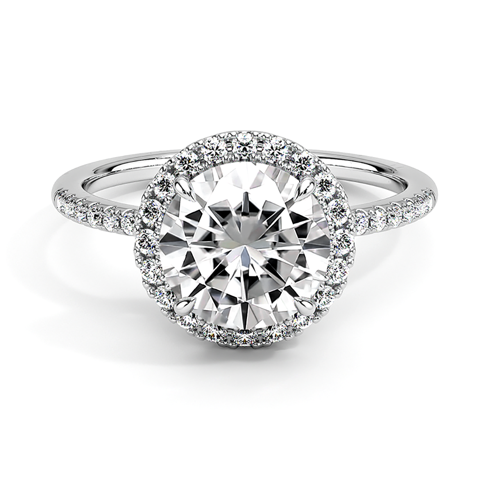 Round Cut Halo Lab Grown Diamond Engagement Ring