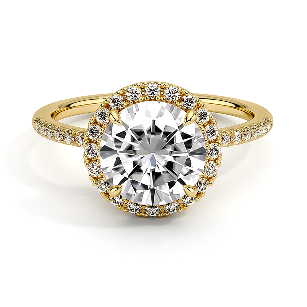 Round Cut Halo Lab Grown Diamond Engagement Ring