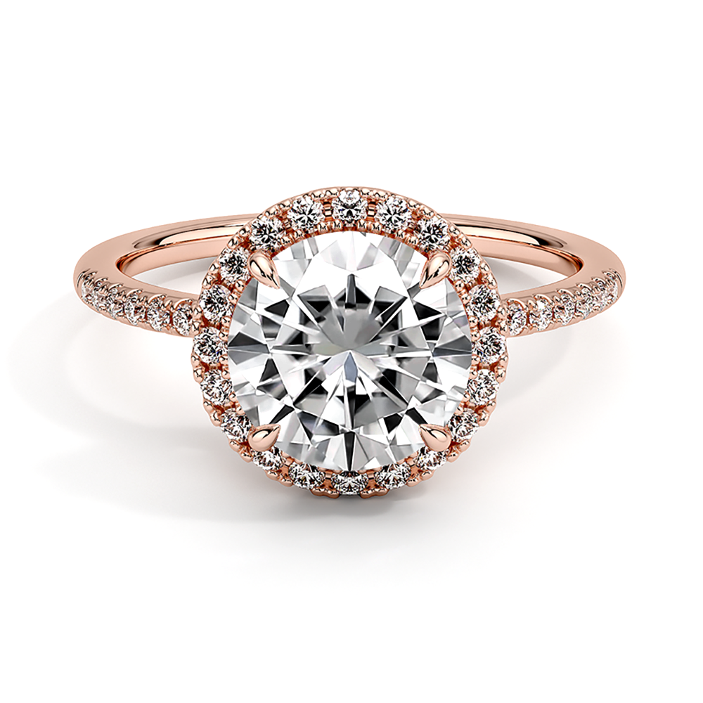 Round Cut Halo Lab Grown Diamond Engagement Ring