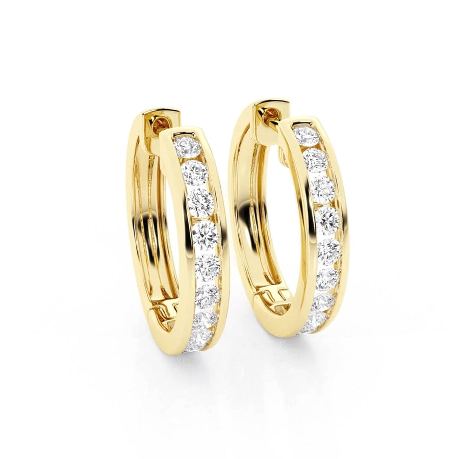 Round Cut Moissanite Channel Set Hoop Earrings - 1 CT.