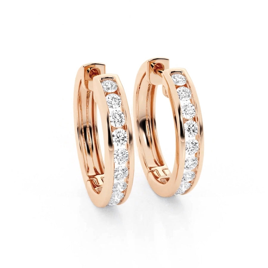 Round Cut Moissanite Channel Set Hoop Earrings