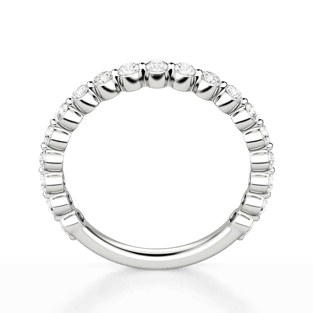 Round Cut Shared Prong Moissanite Half Eternity Band Wedding Band