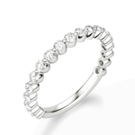 Round Cut Shared Prong Moissanite Half Eternity Band Wedding Band