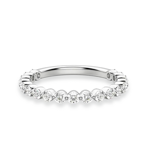 Round Cut Shared Prong Moissanite Half Eternity Band Wedding Band