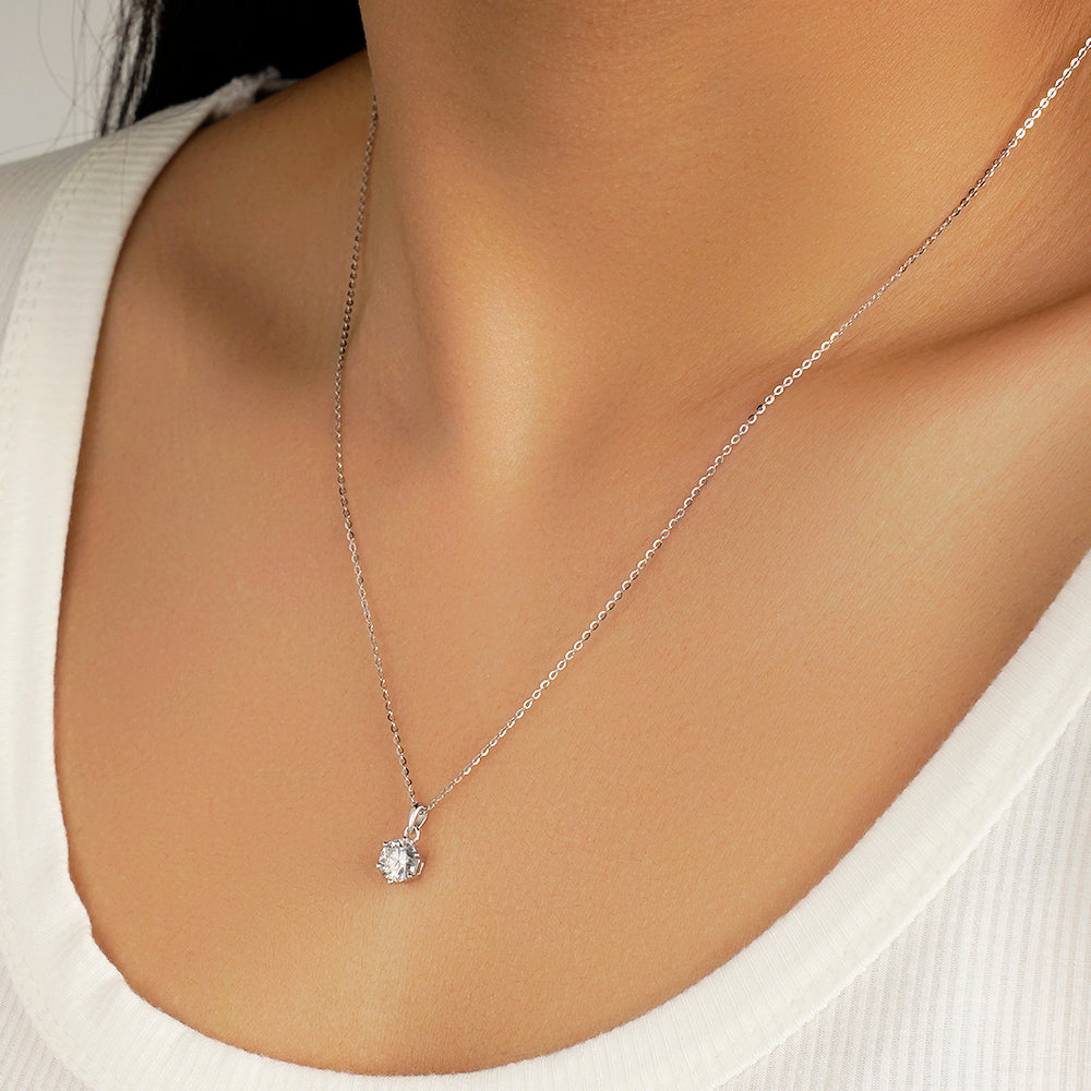 Round Cut Solitaire Moissanite Necklace