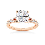 Round Cut Split-Shank Moissanite Engagement Ring