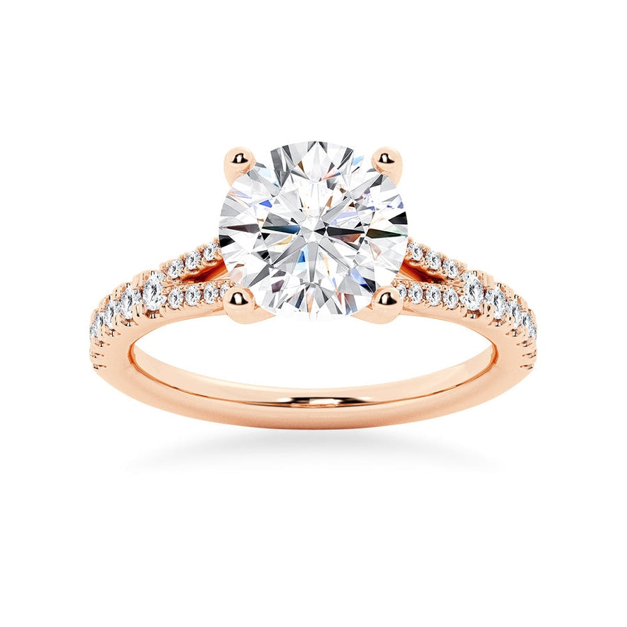 Round Cut Split-Shank Moissanite Engagement Ring