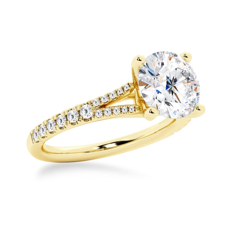 Round Cut Split-Shank Moissanite Engagement Ring