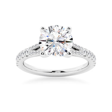 Round Cut Split-Shank Moissanite Engagement Ring