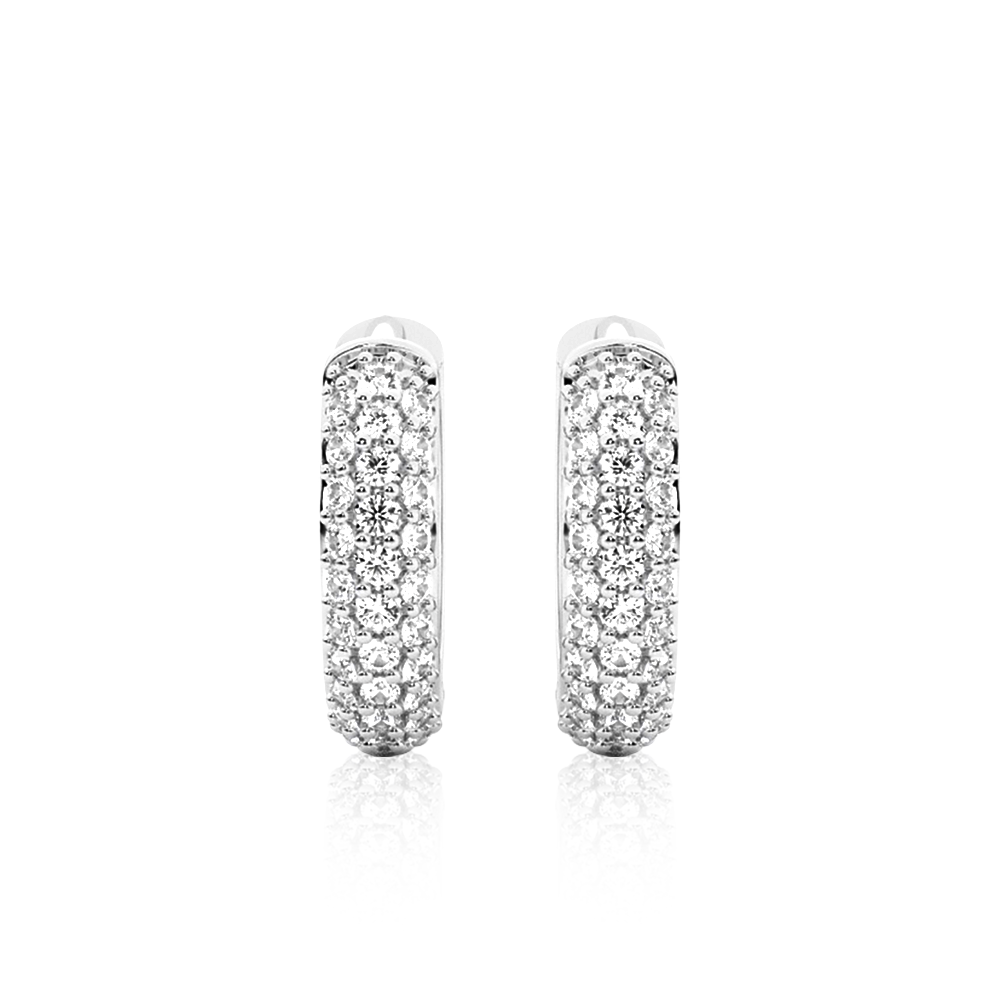 Round Pavé Moissanite Earrings - 1.36CTW