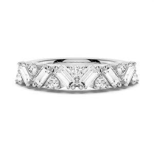 Round and Baguette Cut Moissanite Wedding Band