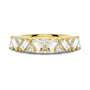 Round and Baguette Cut Moissanite Wedding Band