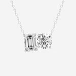 Round and Emerald Cut Moissanite Necklace