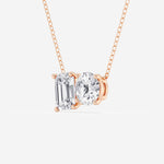 Round and Emerald Cut Moissanite Necklace