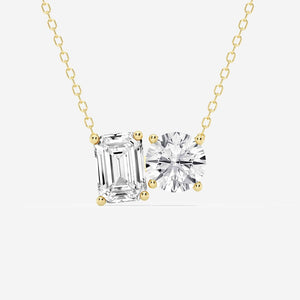 Round and Emerald Cut Moissanite Necklace