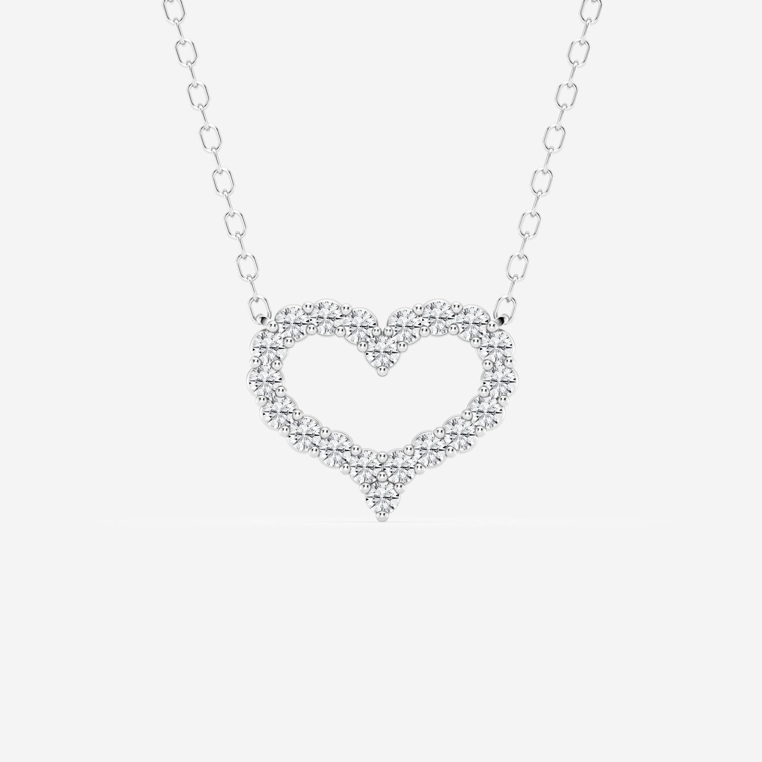 Round Moissanite Open Heart Fashion Pendant with Adjustable Chain