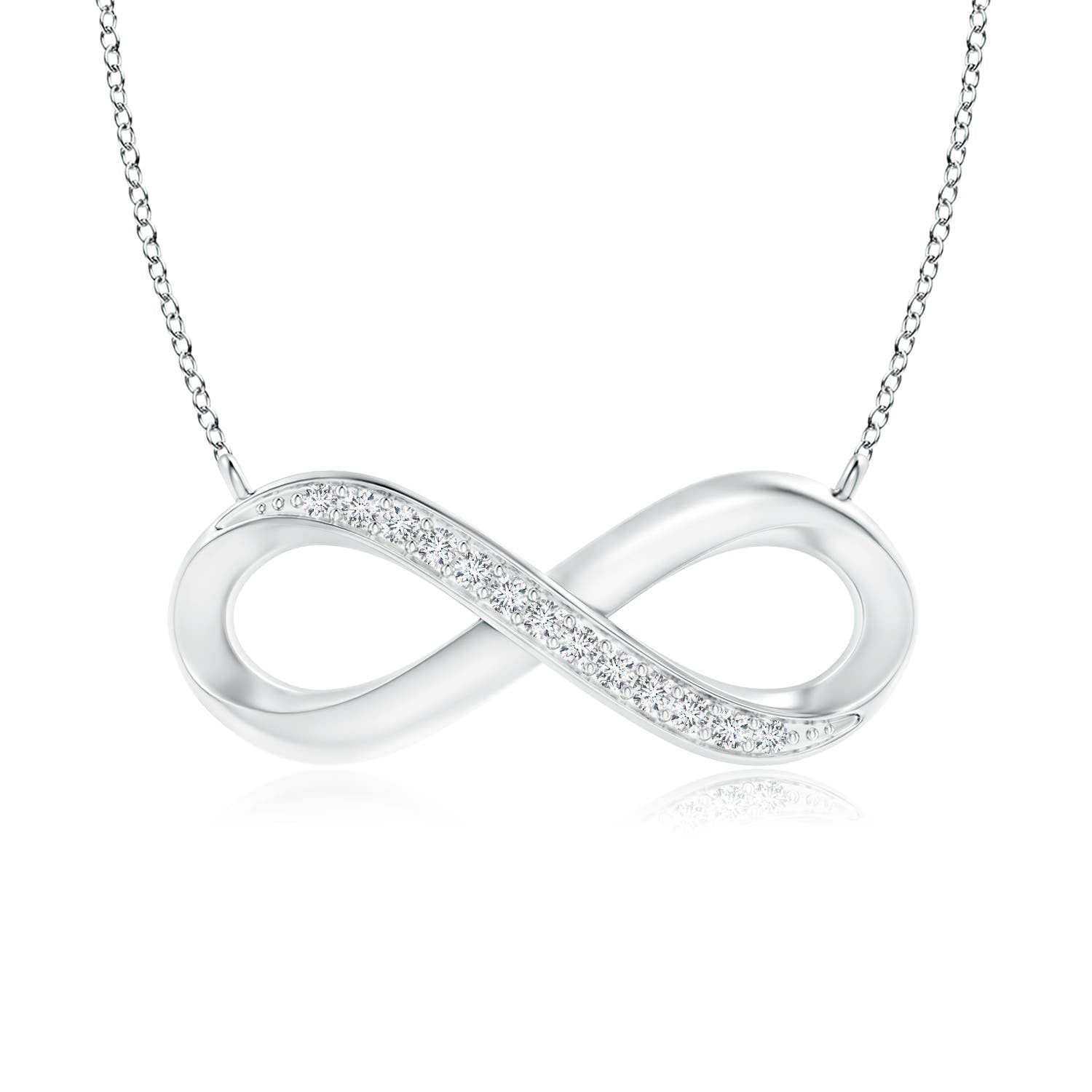 Sideways Pave-Set Moissanite Infinity Necklace