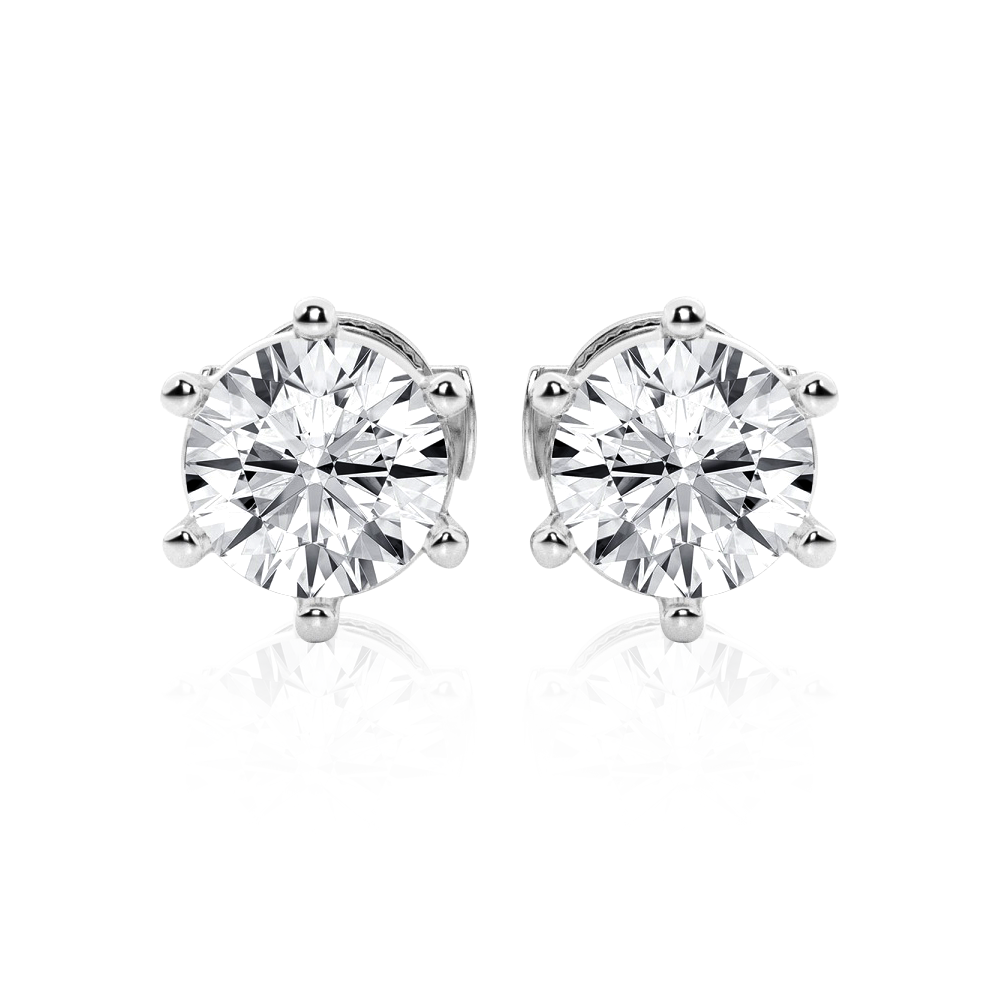 Six Prong Round Cut Moissanite Earrings