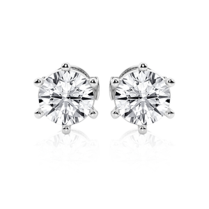 Six Prong Round Cut Moissanite Earrings