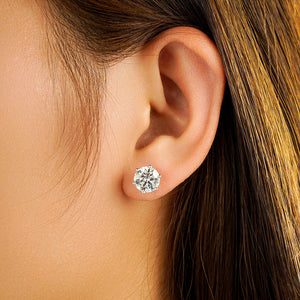 Six Prong Round Cut Moissanite Earrings