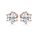 Six Prong Round Cut Moissanite Earrings