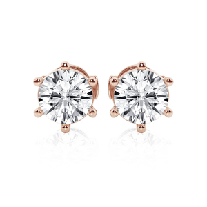 Six Prong Round Cut Moissanite Earrings