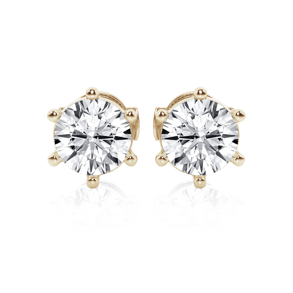 Six Prong Round Cut Moissanite Earrings