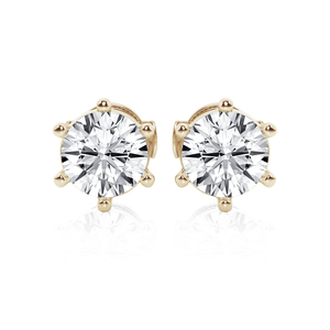 Six Prong Round Cut Moissanite Earrings